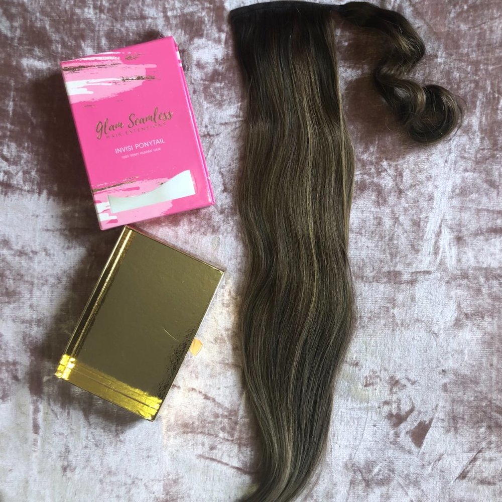 Invisi Ponytail Brown Hair Extensions 26 inch